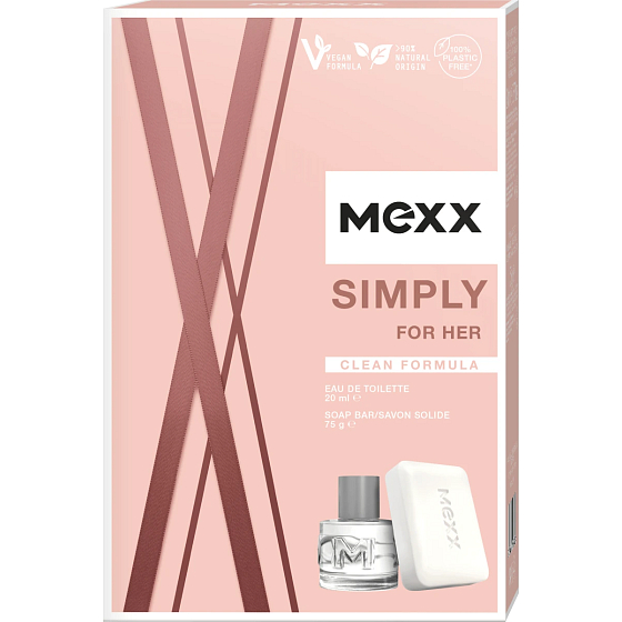 Mexx Simply for Her toaletní voda 20 ml + toaletní mýdlo 75 g, dárková sada pro ženy
