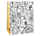 Ditipo Dárková papírová taška 22 x 10 x 29 cm Kreativ Bílá černé květy