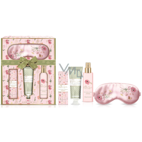 Baylis & Harding Růže, Vlčí mák a Vanilka tělové mléko 130 ml + sůl do koupele 150 g + sprej na polštář 100 ml + maska na oči, kosmetická sada pro ženy