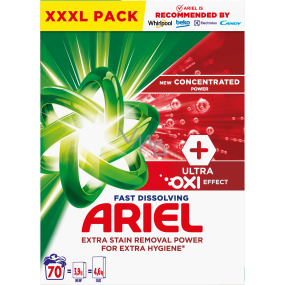 Ariel Ultra Oxi Effect prací prášek pro odstraňování skvrn a pro extra hygienu 70 dávek 3,85 kg