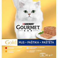 Purina Gourmet Gold pro kočky, tuňák, játra, krůta, hovězí paštika, 8x85 g
