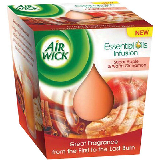 Air Wick Essential Oils Infusion Sugar Červené jablko & Svařené víno vonná svíčka ve skle 105 g