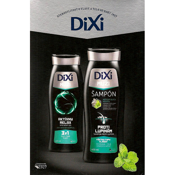 Dixi Muži 3v1 Aktivní relax sprchový gel 400 ml + šampon proti lupům na vlasy 400 ml + koupelová houba, kosmetická sada