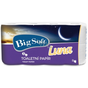 Big Soft Luna toaletní papír bílý 160 útržků 3 vrstvý 8 kusů
