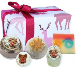 Bomb Cosmetics Rudolph Nose Nest šumivý balistik do koupele 2 x 160 g + glycerinové mýdlo 100 g + máslová kulička 30 g + špalíček do koupele 50 g, kosmetická sada