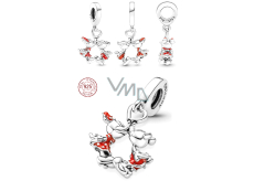 Charm Sterlingové stříbro 925 Disney Minnie Mouse & Mickey Mouse líbající se, přívěsek na náramek