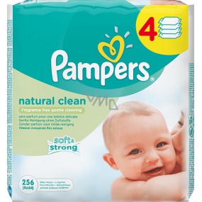 Pampers Natural Clean vlhčené ubrousky 4 x 64 kusů