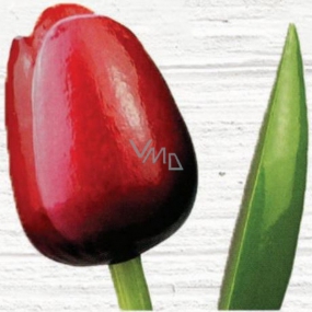 Bohemia Gifts Dřevěný tulipán červeno-bílý 34 cm