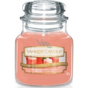 Yankee Candle White Strawberry Bellini - Bílý jahodový koktejl vonná svíčka Classic malá sklo 104 g