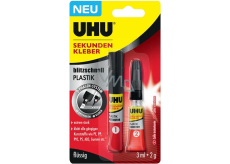 Uhu Super Glue Plastic ultrarychlé dvoufázové sekundové lepidlo pro lepení plastů 3 ml + 2 g