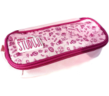 Nekupto Back To School penál růžový Sportuji, pařím, studuji 23 x 10 x 6 cm