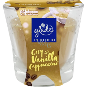 Glade Cosy Vanilla Cappuccino s vůní vanilky a čerstvě mleté kávy vonná svíčka ve skle, doba hoření až 38 hodin 129 g