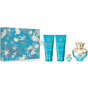 Versace Dylan Turquoise Pour Femme toaletní voda 100 ml + tělový gel 100 ml + sprchový gel 100 ml + toaletní voda miniatura 5 ml, dárková sada pro ženy
