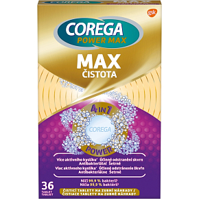 Corega Power Max Max Čistota tablety na čištění zubních náhrad, 36 ks
