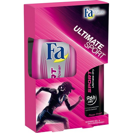 Fa Ultimate Sport Dry Power Fresh sprchový gel 250 ml + deodorant sprej 150 ml, kosmetická sada