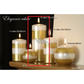 Lima Elegance White svíčka zlatá válec 60 x 150 mm 1 kus