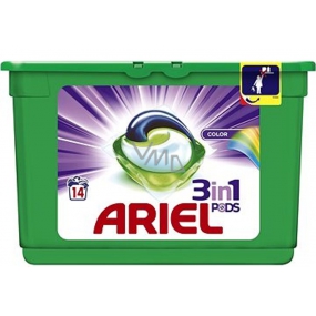 Ariel 3v1 Color gelové kapsle na praní prádla chrání a oživují barvy 14 kusů 418,6 g