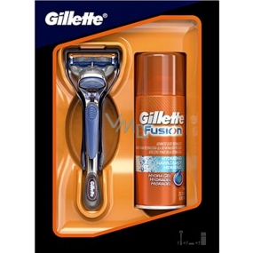Gillette Fusion holicí strojek + Hydratační gel na holení 75 ml, kosmetická sada pro muže