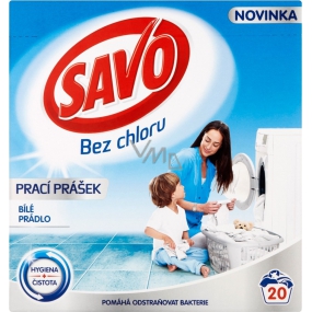 Savo White bez chloru prací prášek na bílé prádlo 20 dávek 1,4 kg