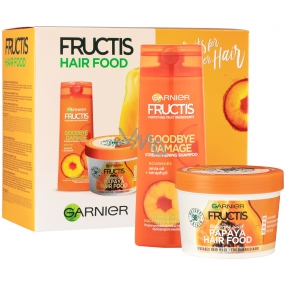 Garnier Fructis Hair Food Goodbye Damage šampon pro velmi poškozené vlasy 250 ml + Fructis Papaya Hair Food maska pro poškozené vlasy 390 ml, kosmetická sada