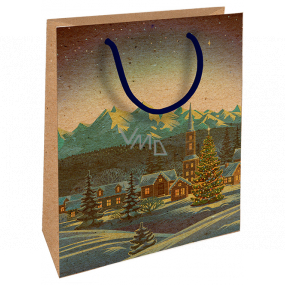 Nekupto Dárková kraftová taška 25 x 8 x 19 cm Vánoční zimní krajina 597 WKHM