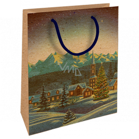 Nekupto Dárková kraftová taška 25 x 8 x 19 cm Vánoční zimní krajina