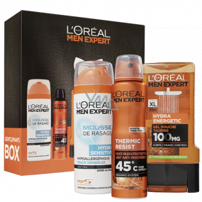 Loreal Paris Men Expert sprchový gel 300 ml + antiperspirant deodorant sprej 150 ml + pěna na holení 200 ml, kosmetická sada pro muže