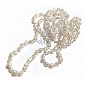 Perla bílá přírodní nepravidelná náhrdelník 160 cm, symbol ženskosti, přináší obdiv