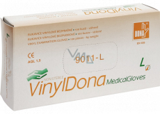 Dona Vinyldona rukavice vinylové nepudrované bezprašné, velikost L 100 kusů v krabici