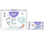 Bella Happy Newborn 1 2 - 5 kg plenkové kalhotky pro děti 42 kusů + Bella vlhčené ubrousky pro děti 10 kusů