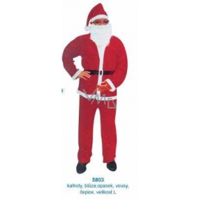 Kostým Mikuláš / Santa pro dospělého, kalhoty, blůzka, opasek, vousy, čepice velikost L