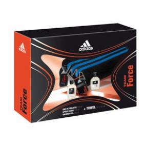 Adidas Team Force toaletní voda pro muže 100 ml + voda po holení 100 ml + sprchový gel 250 ml + ručník, dárková sada