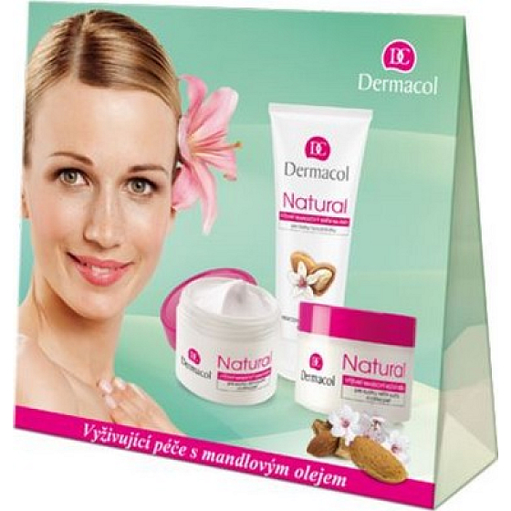 Dermacol Natural Výživný mandlový denní krém 50 ml + noční krém 50 ml + krém na ruce 100 ml, kosmetická sada