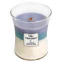 WoodWick Trilogy Calming Retreat - Uklidňující a relaxační vonná svíčka s dřevěným knotem a víčkem sklo střední 275 g
