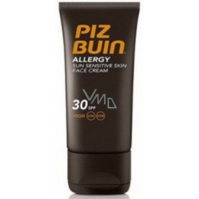 Piz Buin Allergy Face SPF30 krém na opalování předchází sluneční alergii, má zklidňující účinky, poskytuje celodenní hydrataci odolnou vůči potu a vodě 50 ml