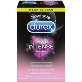 Durex Intense Orgasmic vroubkovaný kondom s výstupky a stimulačním gelem nominální šířka: 56 mm 16 kusů