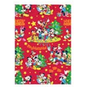Ditipo Dárkový balicí papír 70 x 200 cm Vánoční Disney Mickey, Minnie, Donald červený