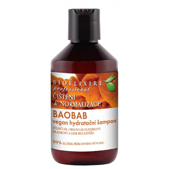Bioelixire Vegan Baobab hydratační šampon pro suché, křehké a poškozené vlasy 300 ml - exp 05/23