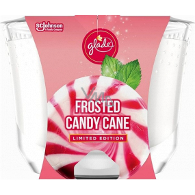Glade Maxi Frosted Candy Cane s vůní vanilkového krému a peprmintu vonná svíčka ve skle, doba hoření až 52 hodin 224 g