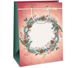 Ditipo Dárková kraftová taška 27 x 12 x 37 cm růžová věnec