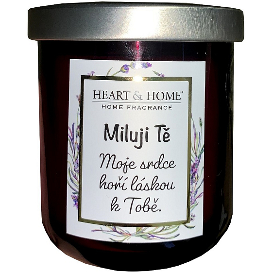 Heart & Home Sladké třešně sójová vonná svíčka s nápisem Miluji Tě 110 g