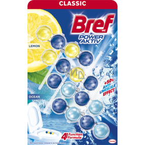 Bref Power Aktiv Lemon WC blok pro hygienickou čistotu a svěžest Vaší toalety, zbarvuje vodu, 2 x 50 g + Ocean WC blok 2 x 50 g