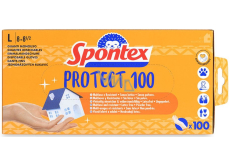 Spontex Protect 100 Rukavice jednorázové, hypoalergenní, bez pudru, vinylové, velikost L, box 100 kusů
