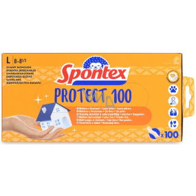 Spontex Protect 100 Rukavice jednorázové, hypoalergenní, bez pudru, vinylové, velikost L, box 100 kusů