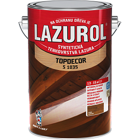 Lazurol Topdecor S1035 tenkovrstvá lazura na dřevo T020 kaštan, 4,5 l