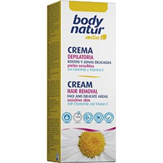 Body Natur Sensitive Heřmánek a vitamín E depilační krém pro obličej podpaží a oblasti bikin 50 ml