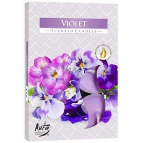 Bispol Aura Violet - Fialka vonné čajové svíčky 6 kusů