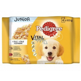 Pedigree Vital Protection Junior s kuřecím masem a rýží, s krůtím masem a rýží v želé kapsička 4 x 100 g