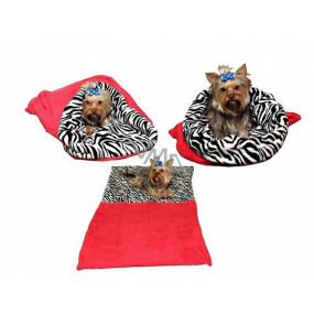 Marysa pelíšek - pytel 3v1 je určen pro štěňátko, koťátko, hlodavce nebo fretku XL 60 x 150 cm červená/zebra