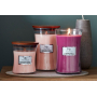 WoodWick Pressed Blooms & Patchouli - Drcené květy a pačuli vonná svíčka s dřevěným knotem a víčkem sklo malá 85 g